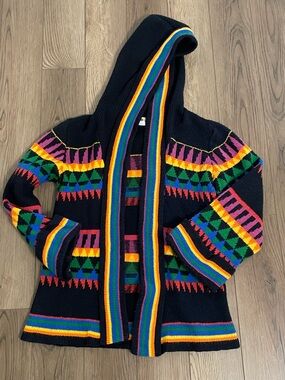 Vintage Joseph Magnin Cardigan Multi Color Wool Blend Womens Small